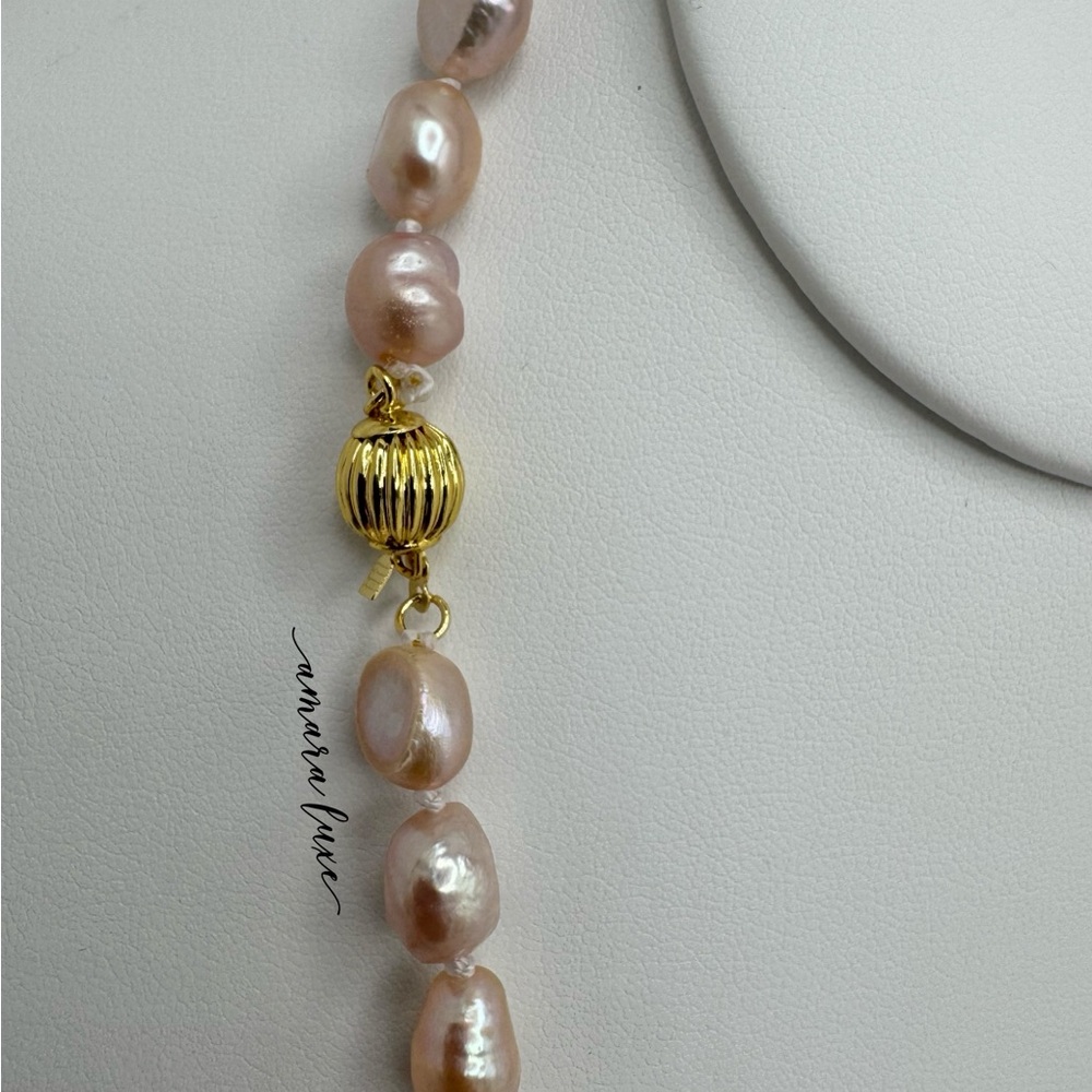 Lavender Purple Freshwater Baroque Pearl Necklace - Picture 7 of 7